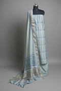 Maheshwari Silk Bagh Block Print Unstitched Suit – Powder Blue – Tantuvanacrafts