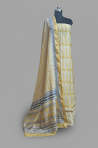 Maheshwari Silk Bagh Block Print Unstitched Suit – Sunshine Yellow – Tantuvanacrafts