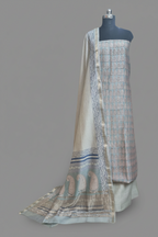 Maheshwari Silk Bagh Block Print Unstitched Suit – Powder Blue – Tantuvanacrafts