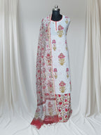 Full 3-piece Indian handloom suit set – Mughal print, Gota Patti, Kota Doria dupatta