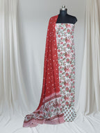 Block Print Tie and Dye Dupatta in White and Red – Styled Look