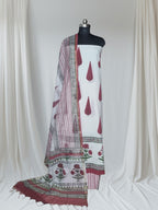 Placement block print unstitched suit – white background product shot