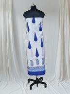 White and blue Indian handloom block print – back view