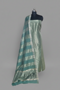 Maheshwari Silk Zari 2-Piece Unstitched Suit Set in Powder Green – Indian Handloom