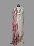 Light Beige Cotton Linen Unstitched Suit Set with Embroidery – Indian Handloom