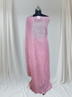 Powder Pink Kota 3-Piece Unstitched Suit Set | Festive & Ethnic Wear | Tantuvanacrafts 