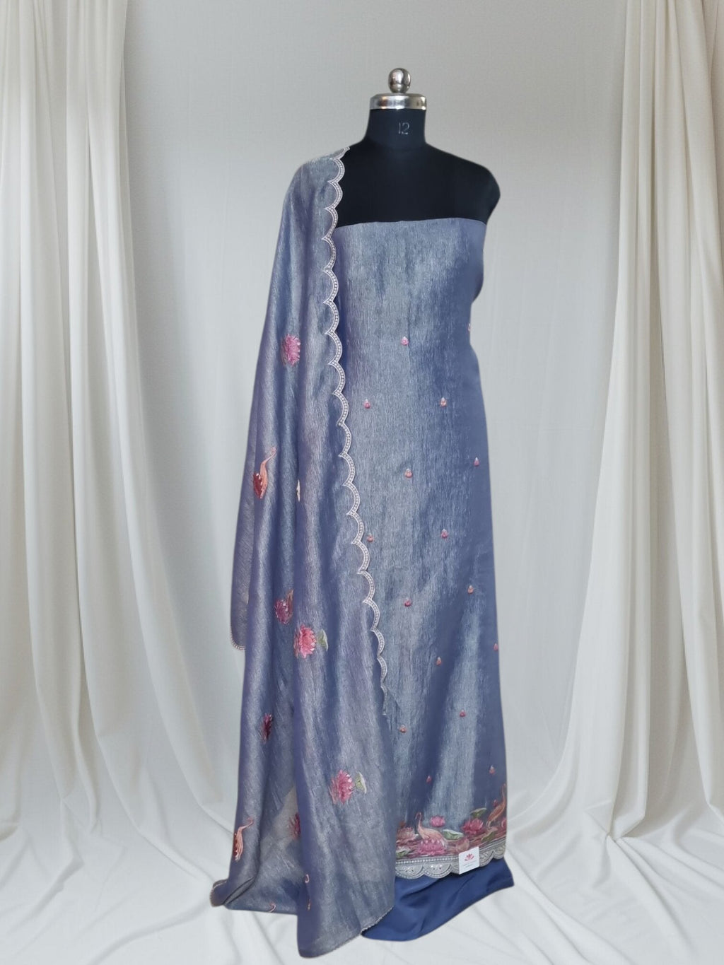 Full set – purple silk tissue 3-piece suit with salwar and dupatta