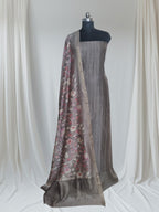 Handcrafted Brown Kalamkari Chanderi Silk Suit Set for Festive Occasions | Tantuvanacrafts