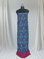 Malai Chanderi Silk Unstitched Co-ord Set | Blue & Pink | Office & Festive Wear | SKU 1182
