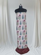 Malai Chanderi Silk Unstitched Co-ord Set | Peach & Plum | Office & Festive Wear | SKU 1177