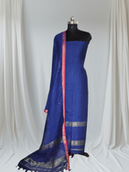 All-Over Sequin Dupatta in Royal Blue Linen - Stardust Effect | Tantuvanacrafts SKU 1102