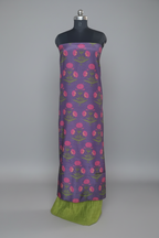 Malai Chanderi Silk 2-Piece Unstitched Co-ord Set | Purple & Green | Indian Handloom | SKU 1169
