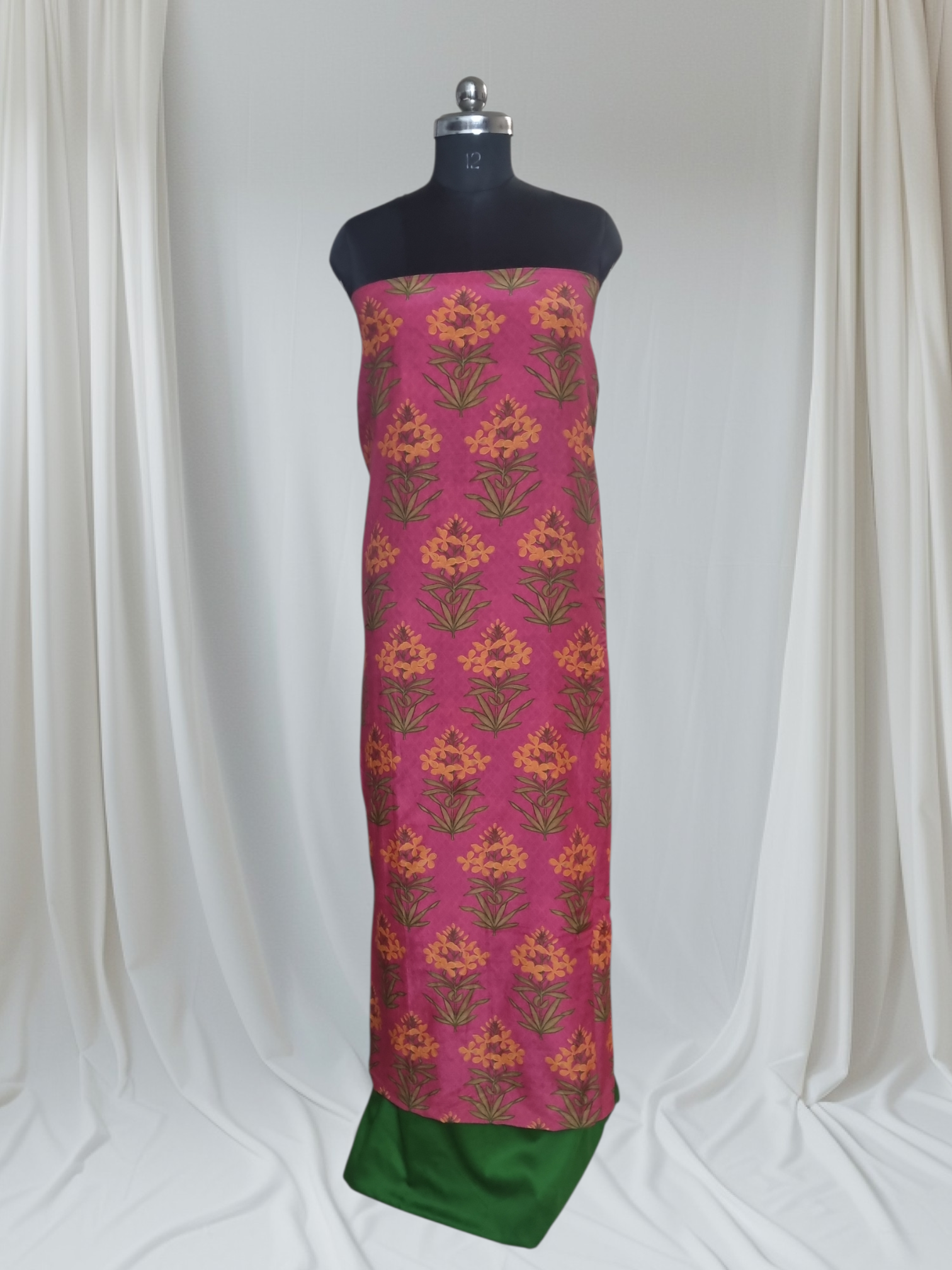 Malai Chanderi Silk Co-ord Set | Pink & Green | Indian Handloom | Office & Festive Wear