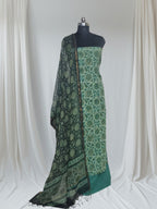 Green Vanaspati block print cotton suit with Kota Doria dupatta – editorial portrait