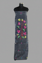 Charcoal Jamdani unstitched kurta and dupatta set – multicolor star and floral pattern, hand-loomed in West Bengal