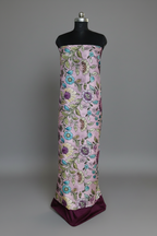 Floral Banarasi Semi Tussar 2-piece unstitched suit in pink and mauve – handloom cotton silk bottom