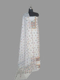 Multicolour Sindhi hand-embroidered unstitched suit set in cotton – front view