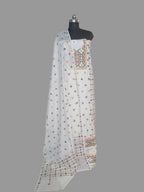 Multicolour Sindhi hand-embroidered unstitched suit set in cotton – front view