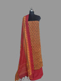 Red and orange 3-piece unstitched cotton suit – Indian handloom ethnic wear