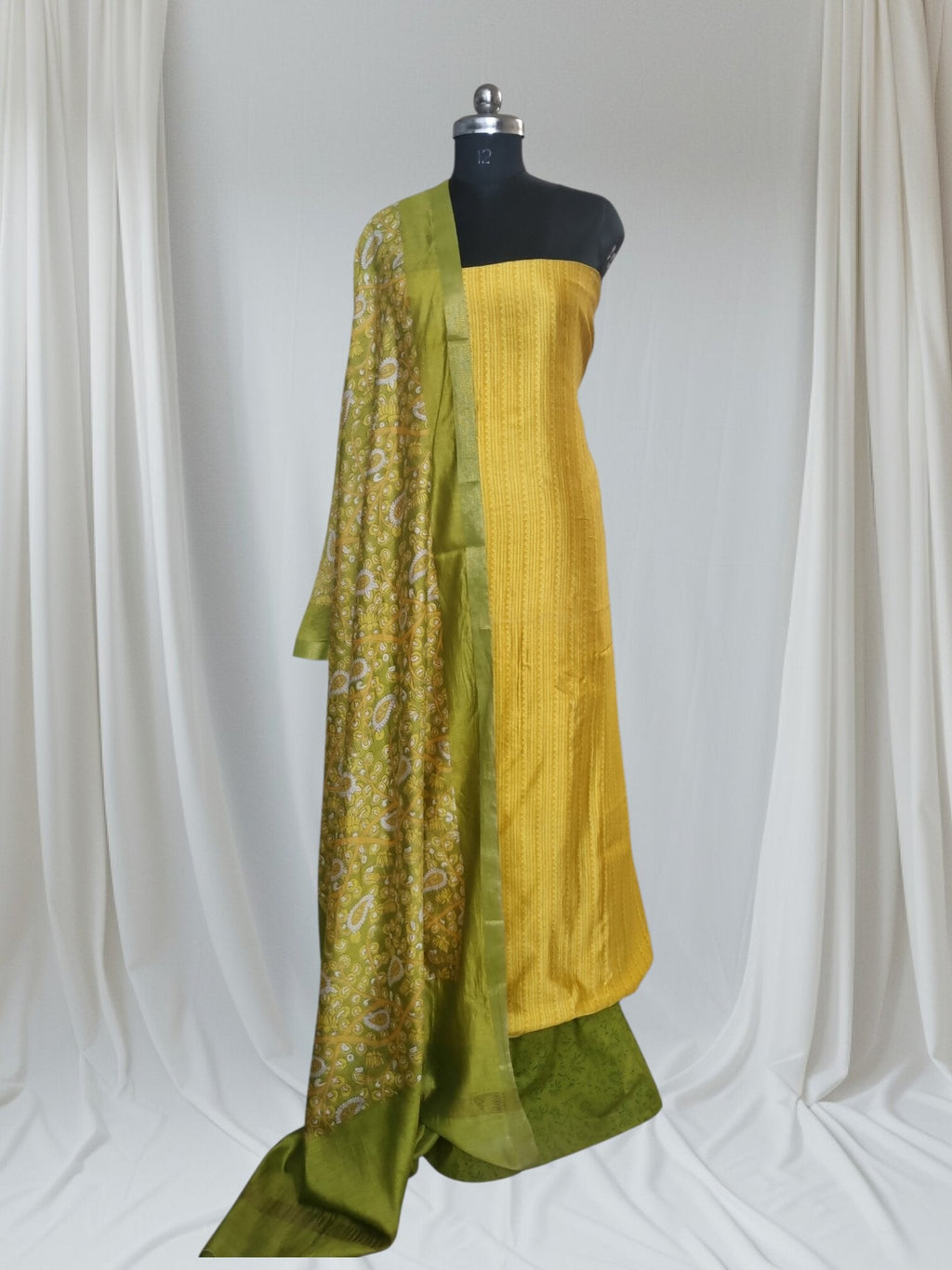 Maheshwari Silk Ethnic Suit Set – Editorial Portrait, Yellow and Green
