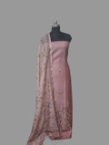 Dusky pink 3-piece unstitched suit – full product view with dupatta