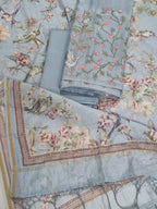 Indian handloom powder blue unstitched suit – dupatta and fabric 

