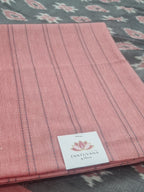 Handloom kurta fabric with ikat dupatta – peach-pink and grey detail shot