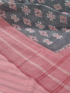Unstitched handloom salwar kameez with ikat dupatta – peach-pink grey, full view
