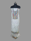 Multicolor Kantha work unstitched co-ord set in cotton – front view