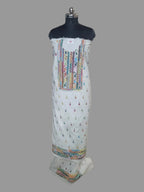 Multicolor Kantha work unstitched co-ord set in cotton – front view