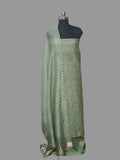 Green Chanderi Silk 3-piece unstitched suit with machine embroidery – full view