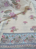 Pichwai print dupatta close-up – soft yellow linen unstitched suit set