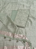 Green Chanderi Silk suit fabric – kurta and dupatta flat lay