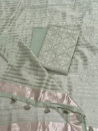 Green Chanderi Silk suit fabric – kurta and dupatta flat lay