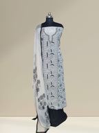Chikankari embroidered Kota suit set off white black – Indian handloom portrait