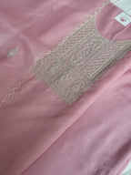 Dupatta with dori embroidery – powder pink Kota Doria Indian handloom