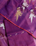 Handwoven Jamdani Suit Fabric | Purple & Silver-Bronze | 2-Pc Unstitched | Indian Handloom