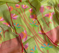 Handwoven Bengal Muslin Jamdani Suit Fabric | Soft Mint Green & Multicolor Floral | 2-Pc Unstitched Set | Indian Handloom