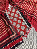 Black & Maroon Cotton 3-Pc Unstitched Suit Set with Kantha Embroidery