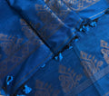 Handwoven Bengal Cotton Muslin Suit Fabric | Royal Blue & Gold Zari Bootis | 2-Pc Unstitched Set | Indian Handloom