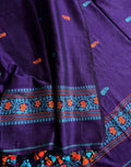 Handwoven Bengal Cotton Muslin Suit Fabric | Royal Purple & Orange Floral Bootis | 2-Pc Unstitched Set| Indian Handloom